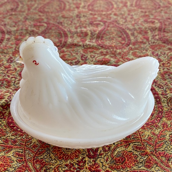 Hazel-Atlas | Art | Vintage Hazel Atlas Marked Milk Glass 4 X 3 2 Hen